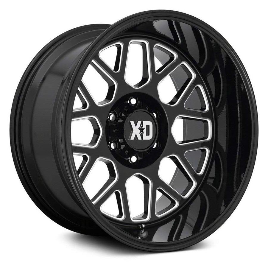 Xd849 Grenade 2 Gloss Black Milled Wheel XD Wheels with Alloy Steel (24 x 12. inches /6 x 106 mm, -44 mm Offset)