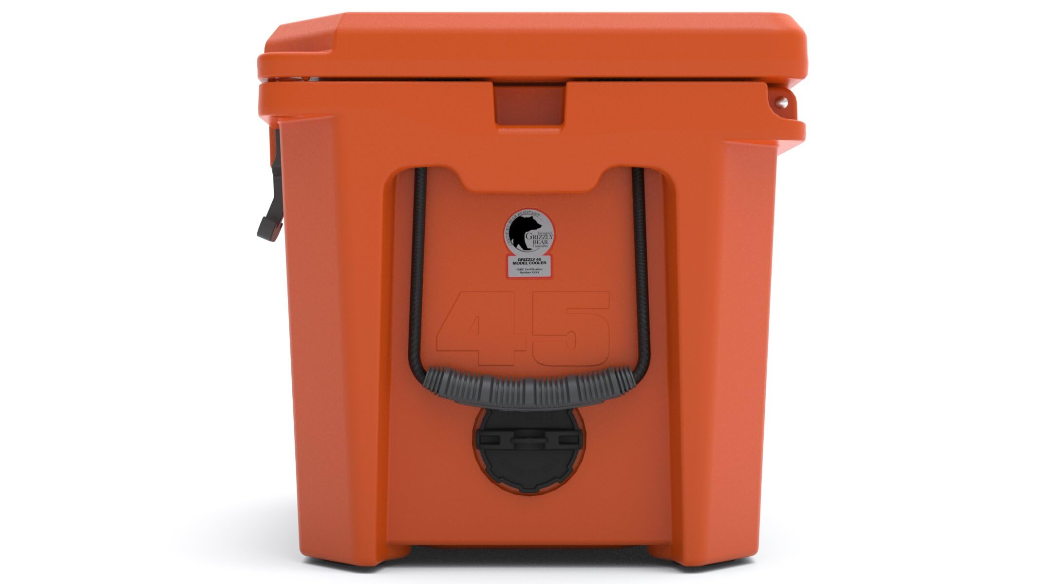 45 Cooler Grizzly | 45 qt Ice Chest Durable Rotomolded Insulated | Made in The USA | Warranty for Life | for Beach Boat Camping Fishing Hunting | G45 | Orange