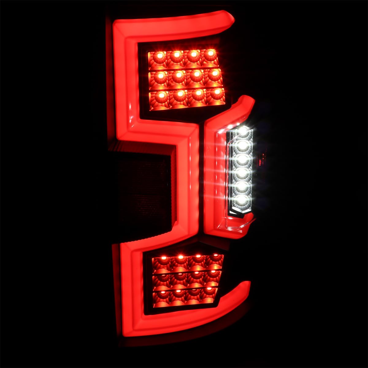 Black Tail Lights w/Red Fiber Optic Sequential LED Turn Signal Lights SPEC-D TUNING Compatible with 2019-2024 Dodge Ram 2500/3500