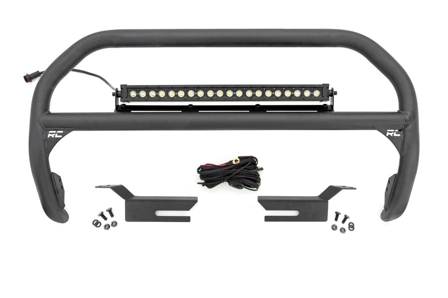 Rough Country Nudge Bar for Ford Bronco Sport with 20" LED Light Bar White DRL (2021-2024) - Low Profile Bull Bar with 100W, 7200 Lumen LED Bar with DRL
