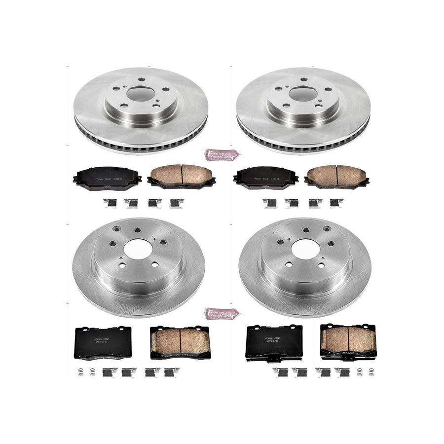 Power Stop KOE7503 Replacement Brake Kit-OE Front and Rear Brake Rotors & Ceramic Brake Pads For Toyota Mirai 2016-2019 [Model Specific]