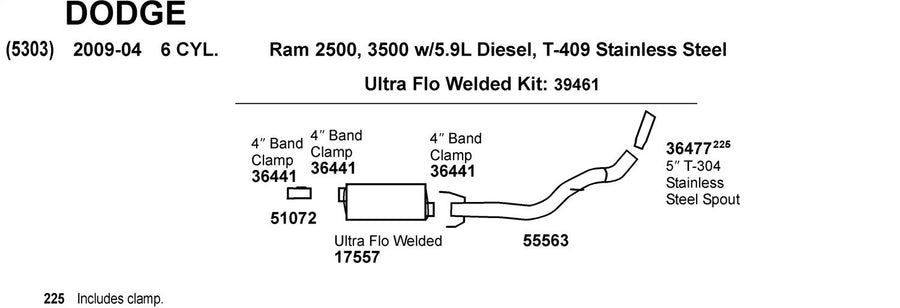 Exhaust Pipe Dynomax 51072 for Dodge Ram 2500