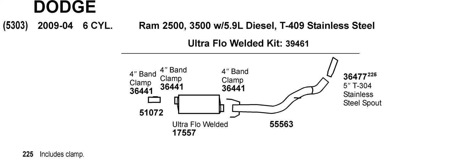 Exhaust Tail Pipe Dynomax 55563 for Dodge Ram 2500