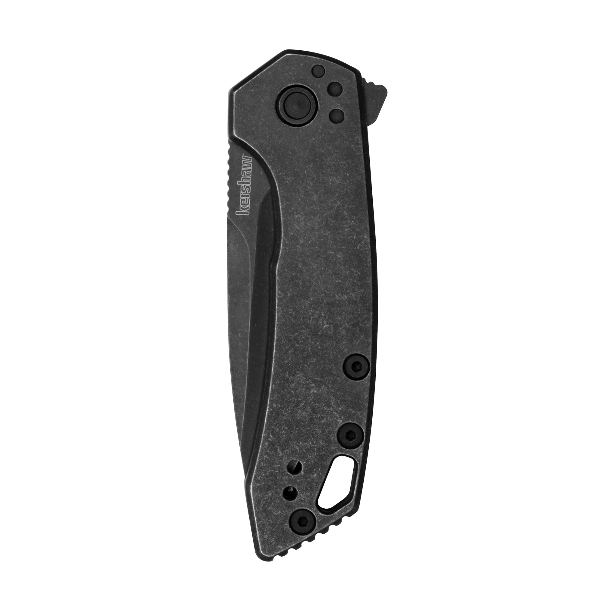 Kershaw Folding Radar Pocket Knife, 2.9 inch BlackWash Finish Blade, Black Handle, Pocketclip