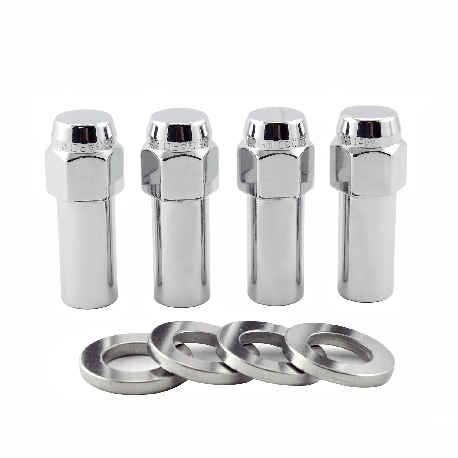 Extra Long MCGARD 63016 Chrome 1.365" Shank Style Lug Nut Set (M12 x 1.5 Thread Size) - Set of 4