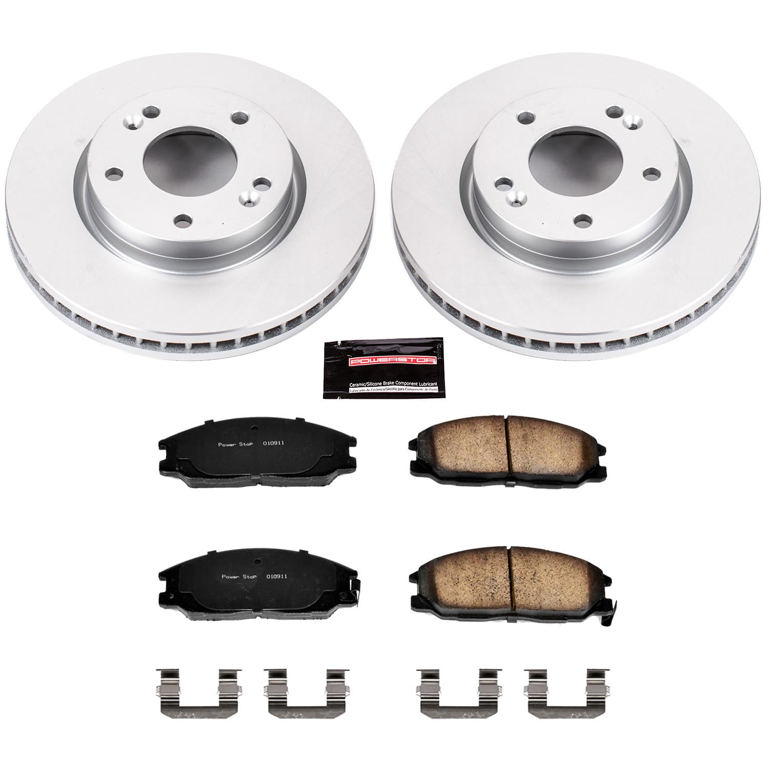 Power Stop Coated Brake Rotor & Ceramic Brake Pads CRK5251- front For Hyundai Santa Fe 2001-2004 [Model Specific]