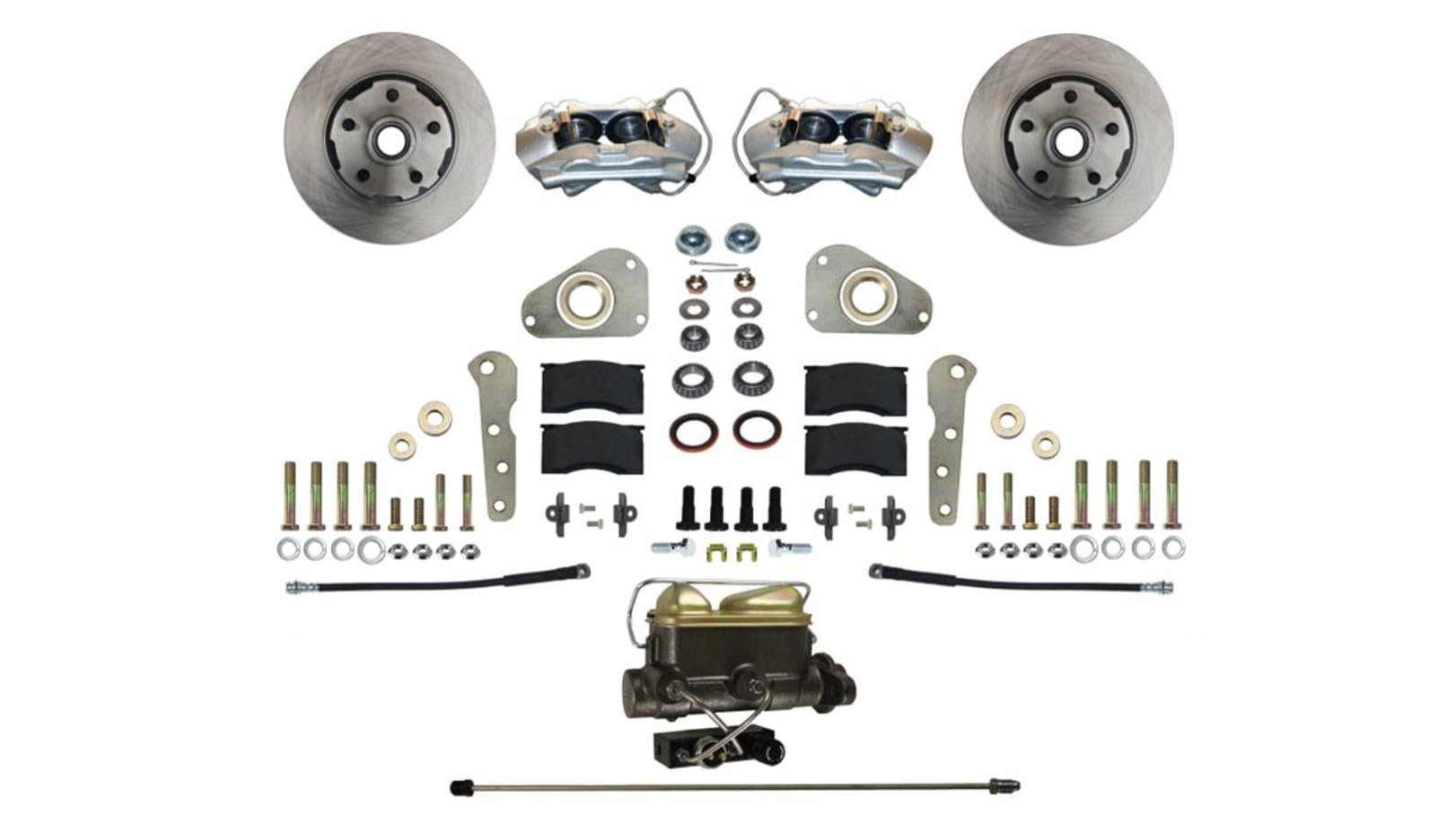 Brake System Leed Brakes FC0025-405P, Disc Conversion, Front, 4 Piston Caliper, 11.33 in Rotors, Iron, Zinc Oxide, Compatible with Ford Fullsize Car 1960-68, Kit