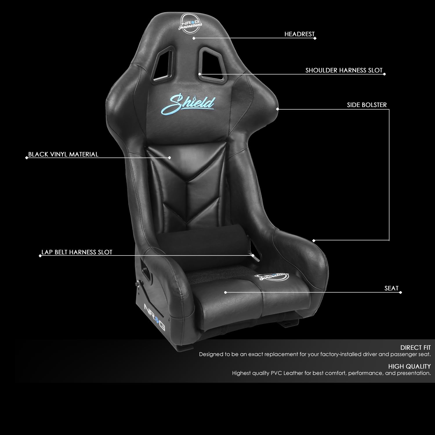 NRG Innovations FIA Competition Seat NRG-FRP-RS500-SHIELD with Competition Fabric, FIA Homologated, Free Water Resistance