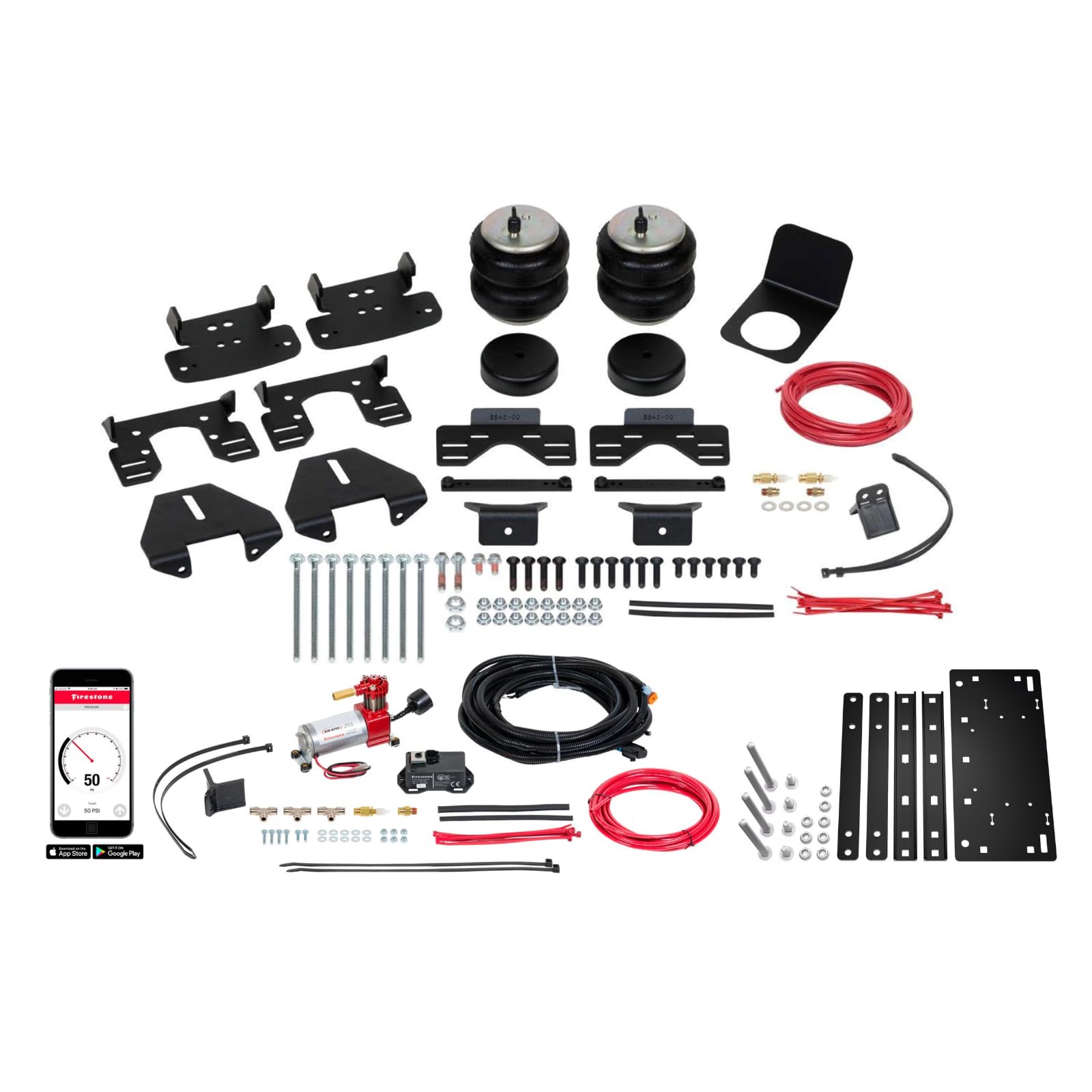 Firestone 2890 Airide All-In-One Wireless Rear Air Helper Spring Kit fits 2017-2026 F250, F350, F450 Super Duty 4WD | Levels Load & Improves Ride Comfort | Enhances Towing Stability | Built to Last