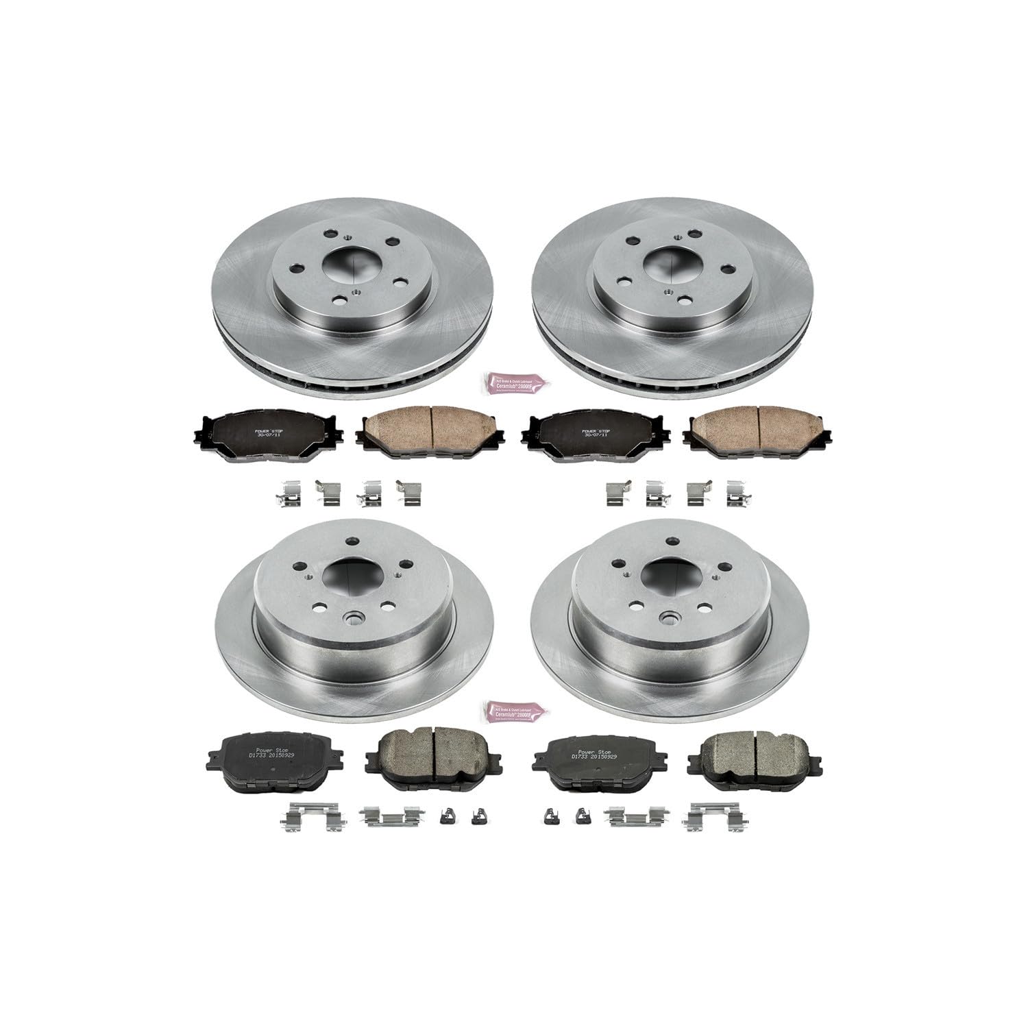Power Stop Autospecialty KOE6989 Front and Rear Replacement Brake Kit-OE Brake Rotors & Ceramic Brake Pads For Lexus IS250 2014-2015 [Model Specific]