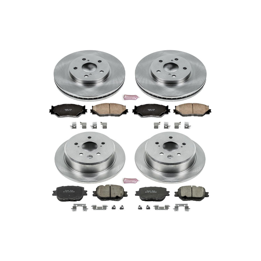 Power Stop Autospecialty KOE6989 Front and Rear Replacement Brake Kit-OE Brake Rotors & Ceramic Brake Pads For Lexus IS250 2014-2015 [Model Specific]