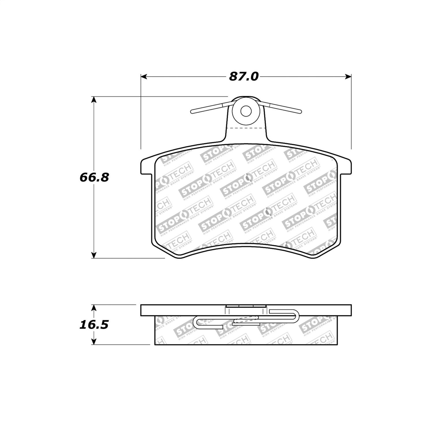 Front StopTech 308.02280 Brake Pads with Shims and Hardware Street
