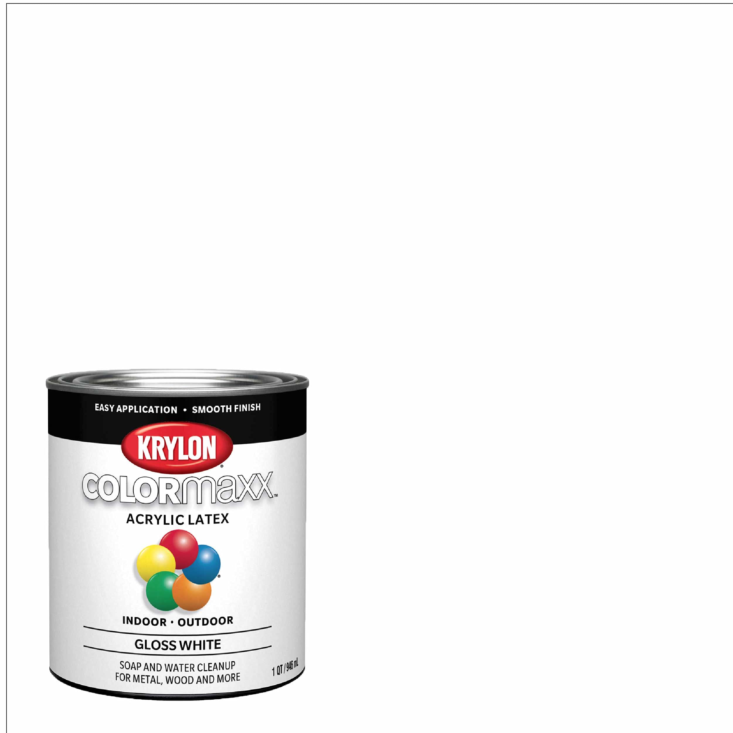 COLORmaxx Krylon K05612007 Acrylic Latex Brush On Paint for Indoor/Outdoor Use, ½ Pint, Gloss White