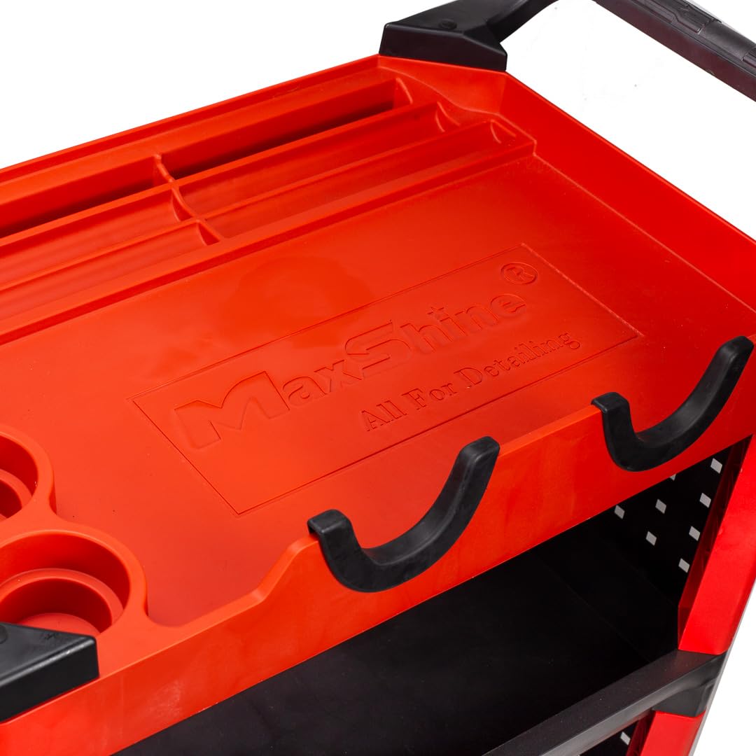 Maxshine Heavy Duty Premium Detailing Cart - Car Detailing Cart, Detail Cart for Auto Detailing, Car Wash Organizer with Storage and Brush Holder
