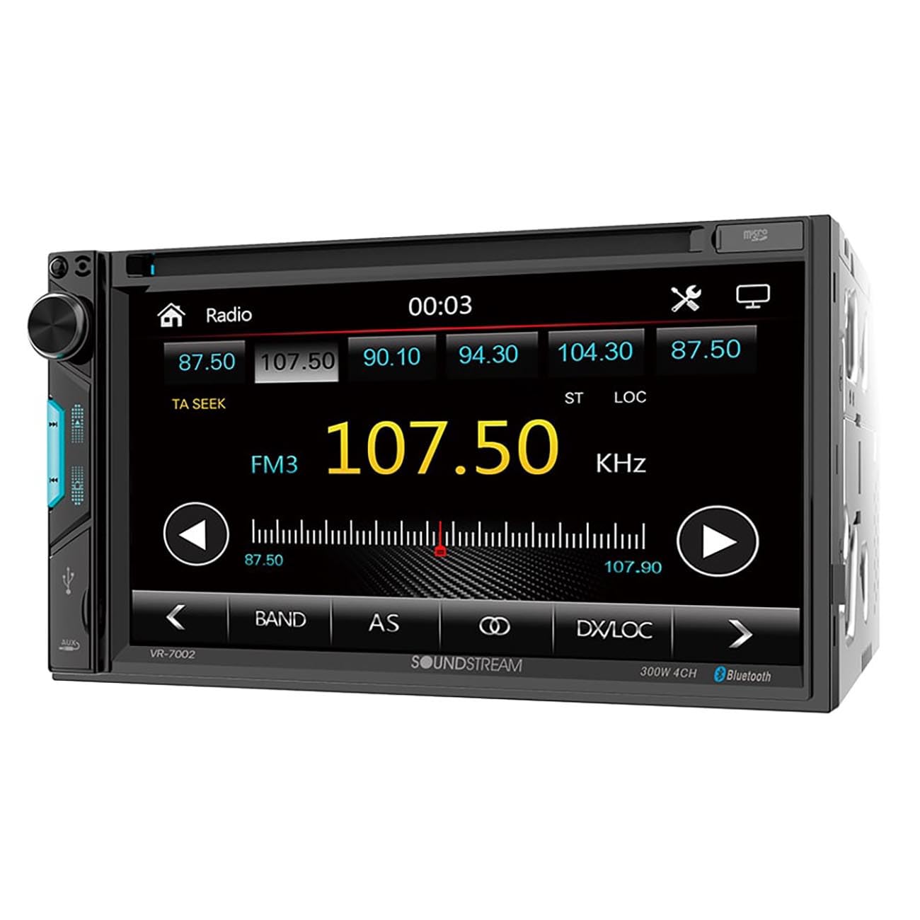 Soundstream 2-DIN VR-7002 7" DVD/CD Multimedia Headunit DVD, USB & Aux Inputs for Media Playback with Bluetooth Phone Calling & Audio Streaming