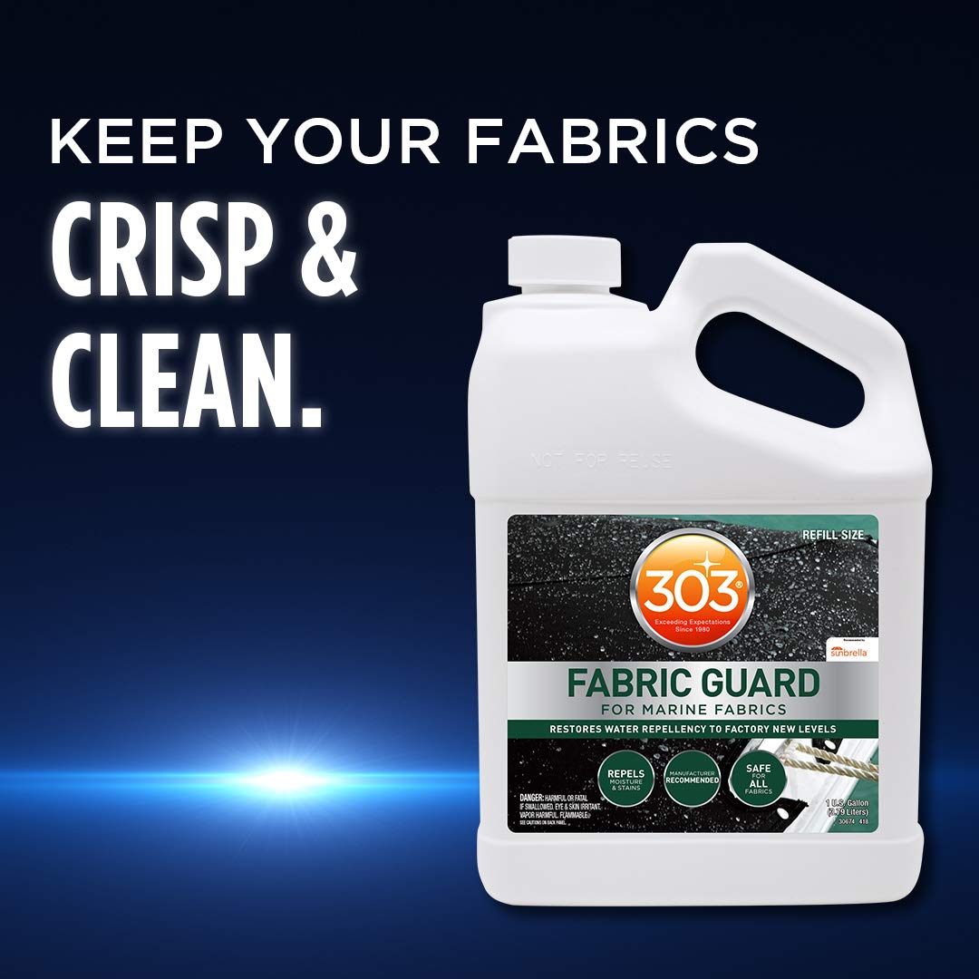 Marine Fabric Guard 303 Products – Water Repellent & Stain Shielding Fabric Spray, Safe for All Outdoor Upholstery, Simple & Easy to Use, Protectant Spray for Boats, 1 Gallon (4 Pack)