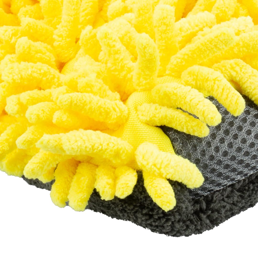 Maxshine Yellow Chenille Universal Microfiber Car Wash Mitt | High-Efficiency Scratch-Free Wash Mitt for Cars, Trucks, SUVs, Boats & RVs | Premium Reusable Auto Detailing & Car Cleaning Accessory