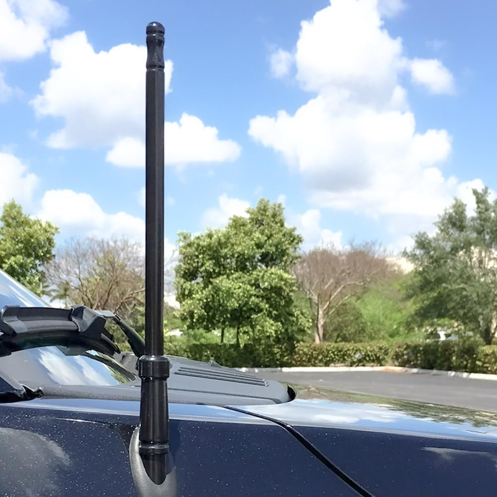 8" RECON Aluminum Antenna Mast Style (Fits OEM Factory Threaded Antenna) Truck Antenna - Multiple Color Options (Black, Chrome, Red, White, Blue) (Black)