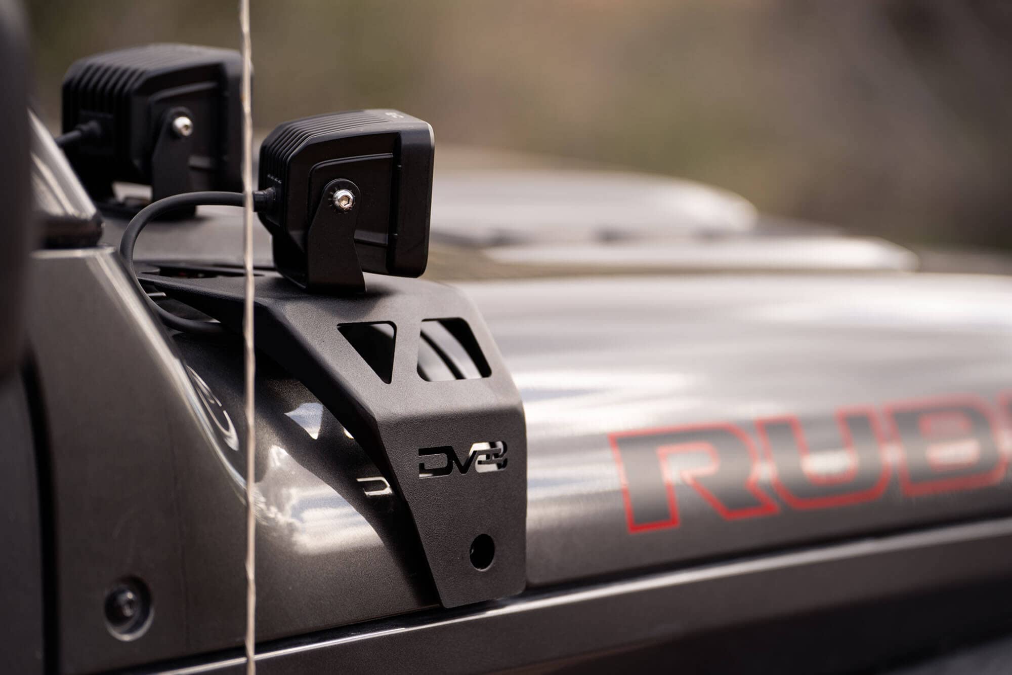 A-Pillar Light Mounts Dual Pod for 2018-2025 Jeep Wrangler JL & 2020-2025 Gladiator JT | Fits (4) 3-inch Cube Lights | DV8 Offroad | Low Profile | Black Powder Coat Finish | Pair