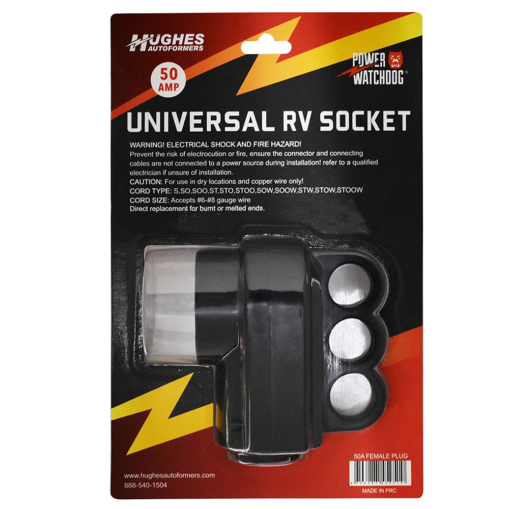 50 Amp Hughes Autoformers Female Plug, Black