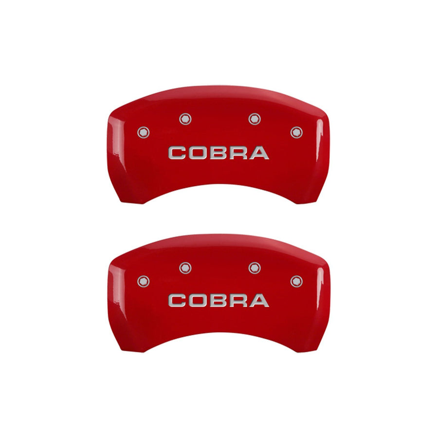 Red MGP Caliper Covers 10010RCOBRD Brake Covers Engraved with Silver COBRA (Set of 2)