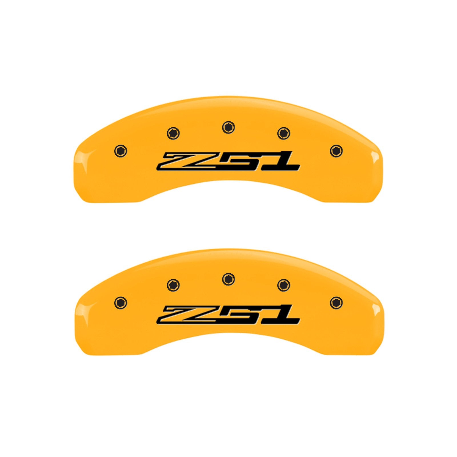 Brake Caliper Covers MGP - Compatible with 2014-2019 Chevy Corvette - Powder-Coated Finish, 4 PCS Front and Rear (Yellow - Corvette / Z51 C7 Engraving)