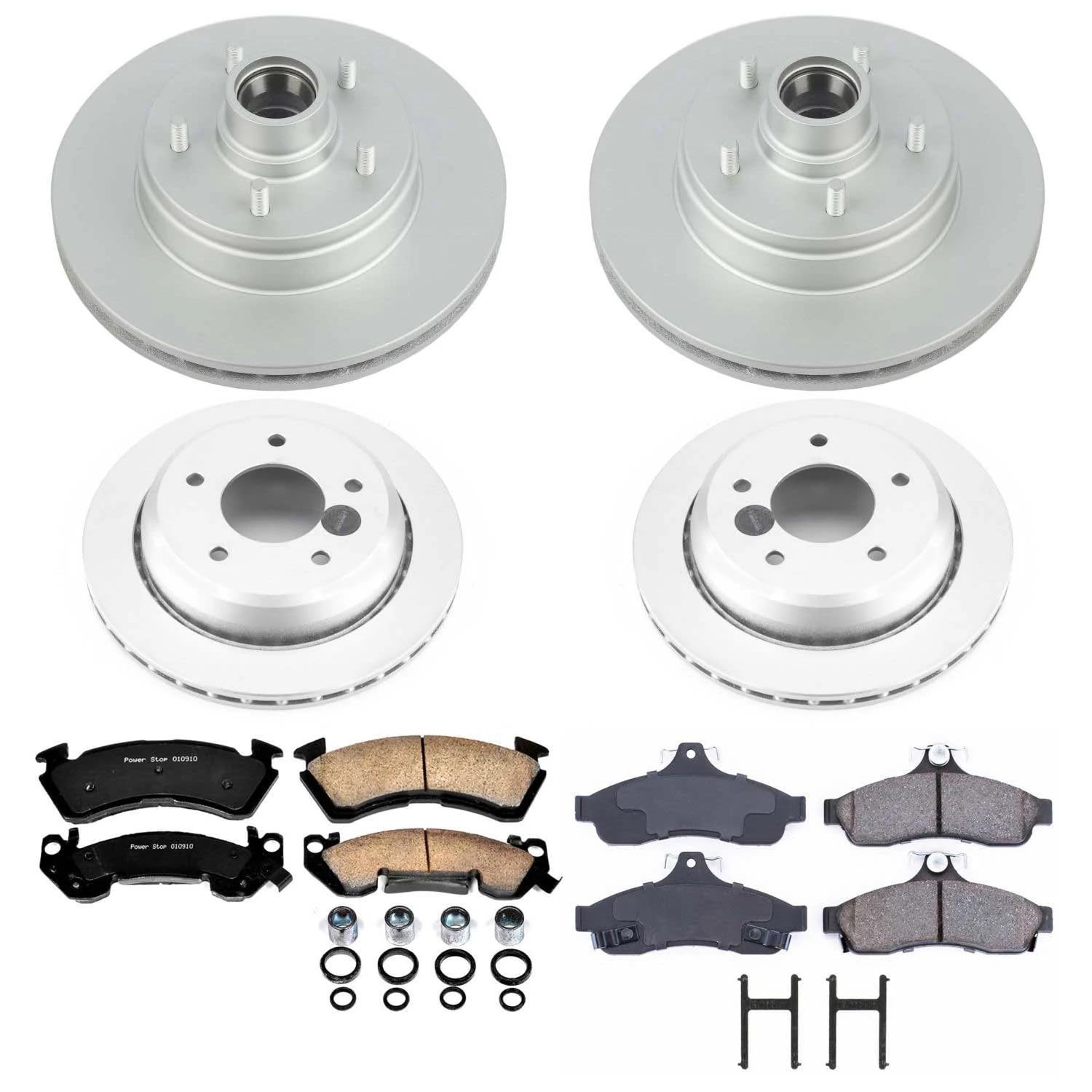 Power Stop Z17 Coated Rotor Front and Rear Brake Kit-Coated Brake Rotors & Ceramic Brake Pads For Chevrolet Impala 1994-1996 [Model Specific]