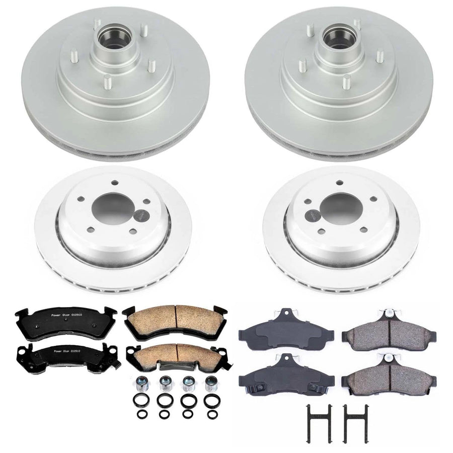 Power Stop Z17 Coated Rotor Front and Rear Brake Kit-Coated Brake Rotors & Ceramic Brake Pads For Chevrolet Impala 1994-1996 [Model Specific]