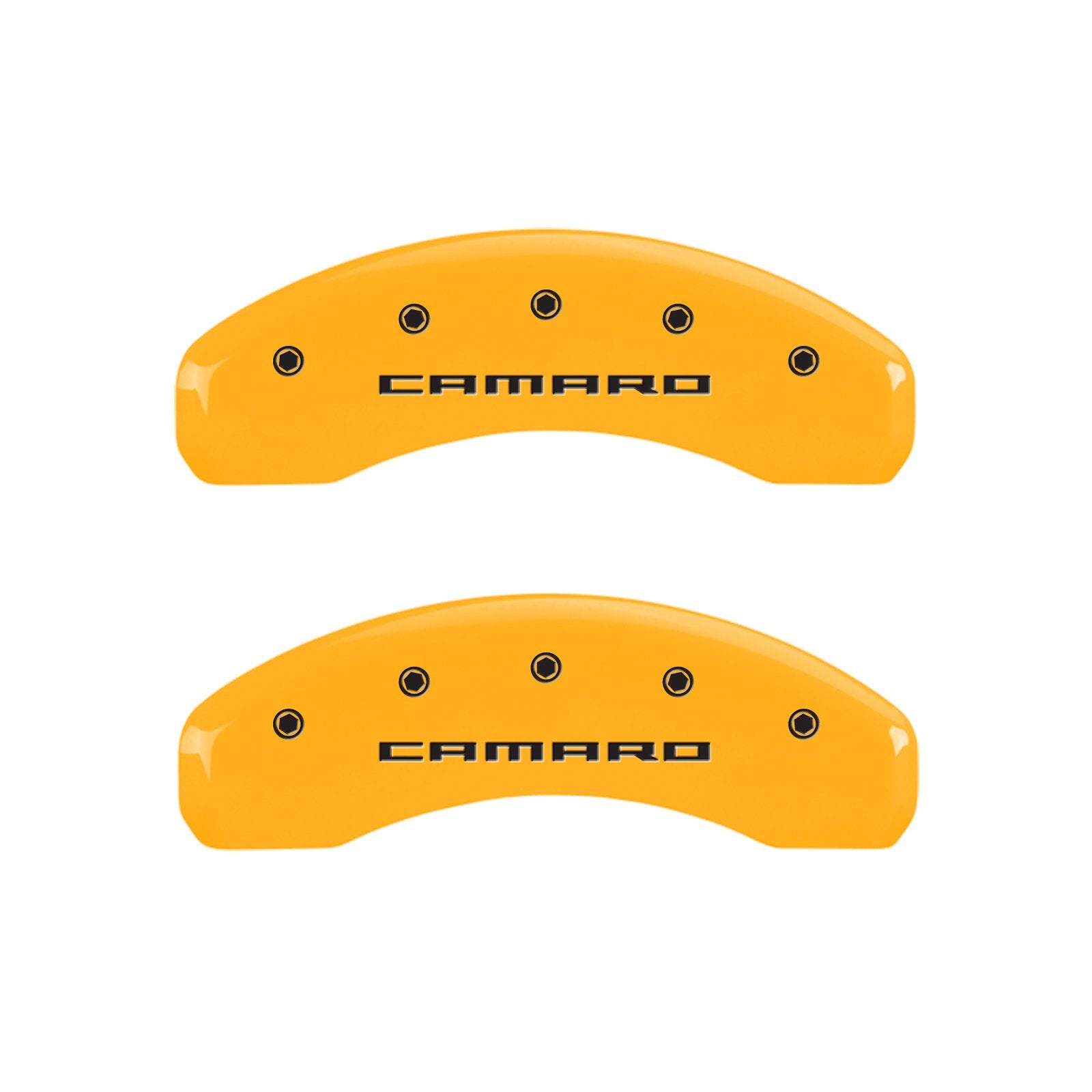 Caliper Covers MGP 14011SCA5YL Yellow (Set of 4, Engraved Front and Rear: Gen 5/Camaro, Yellow powder coat finish, black characters)