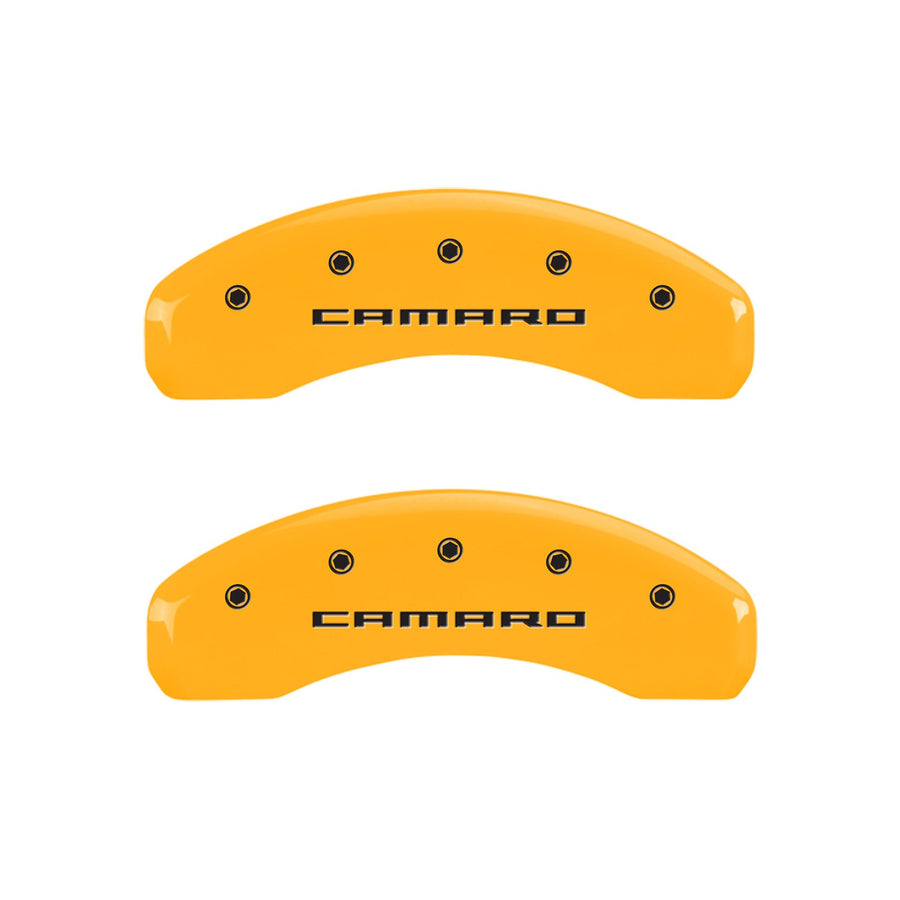 MGP Brake Caliper Covers for Camaro SS Chevrolet (2016-24') Fits 19"+ Wheels (Will Not Fit ZL1 Model) – Powder Coated Yellow, Engraved Black CAMARO Logo, Aluminum Caliper Covers (Set of 4)
