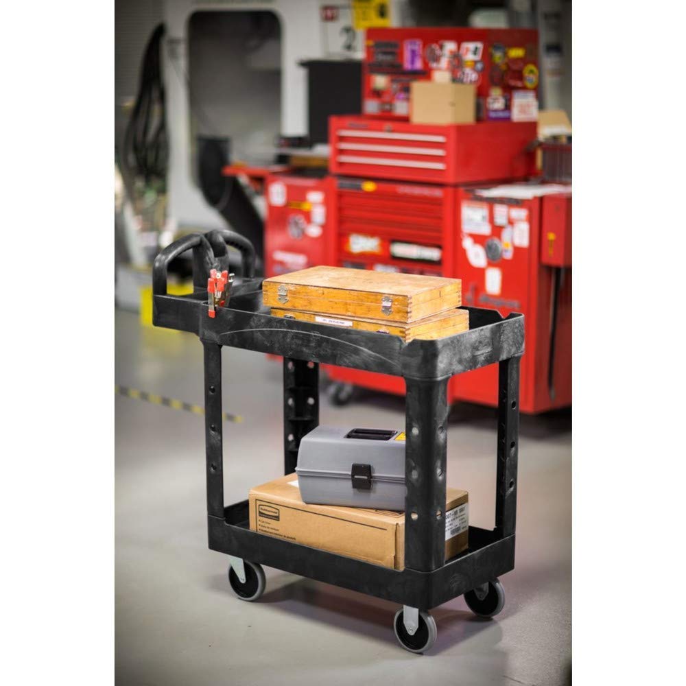 Utility RUBBERMAID Cart #500 2 Shelf Blk HD, 1 EA