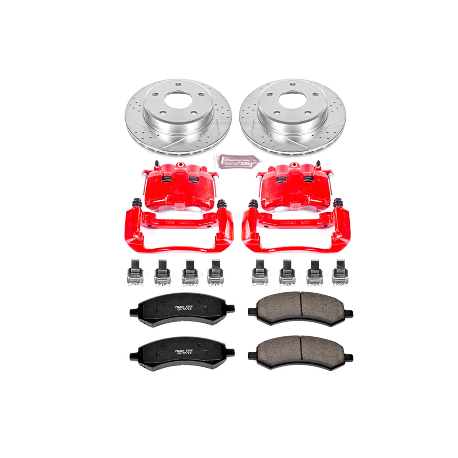 1-Click Performance Brake Kit Power Stop (KC2193) with Calipers For Dodge Dakota 2005-2008, Mitsubishi Raider 2006-2009 [Model Specific]