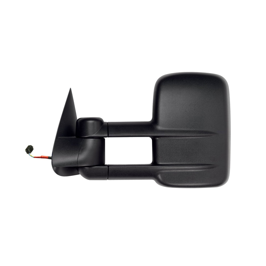 K Source Extendable Driver Side Towing Mirror For 1999-2002 Escalade, Avalanche, Silverado/Sierra Pick-Up Full Size, Suburban, Tahoe, Yukon. Textured Black, Heated Power, Dual Lens, Foldaway