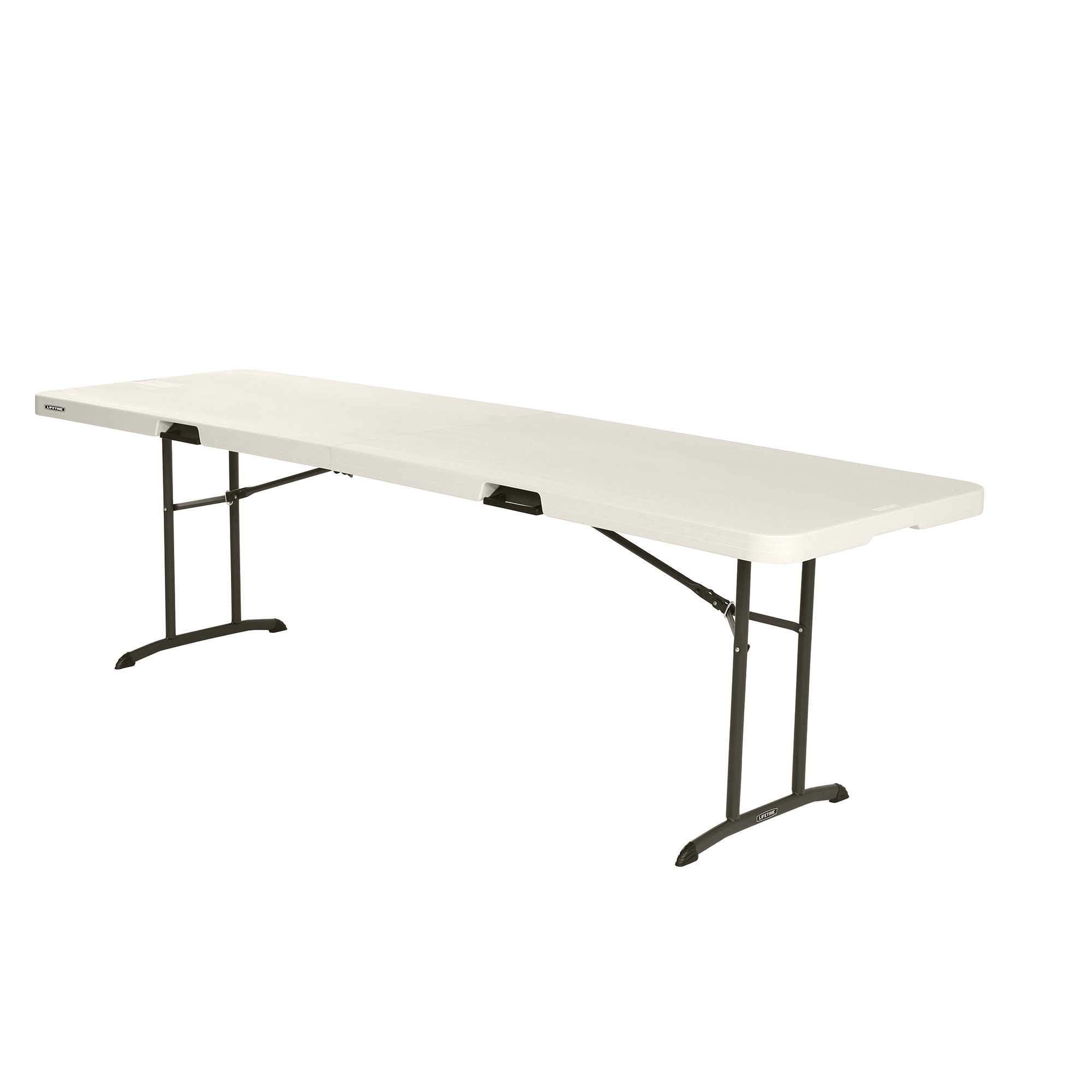 Commercial Lifetime Fold in Half Table, 8 Feet, 2 Pack, Almond