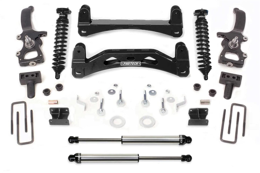Fabtech Performance K2001DL Crossmember System w/DLSS Shocks 6 in. Lift Front Coilovers Crossmembers Spindles Bump Stops U-Bolts Rear Shocks All Required Hardware Crossmember System