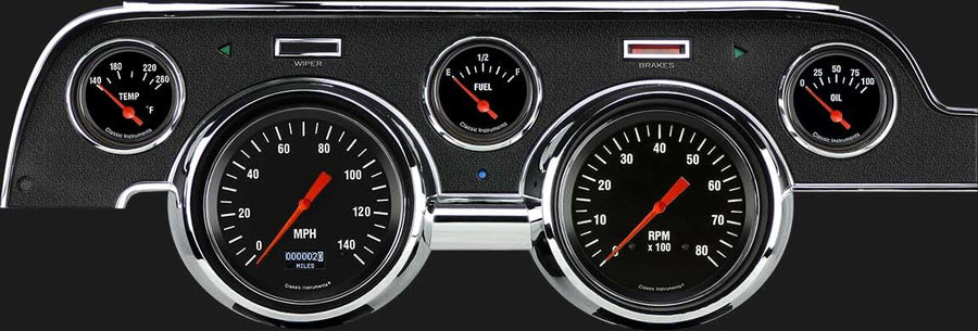Classic Instruments Hot Rod MU67DHR 5 Gauge Package LED Odometer Black Bezel Fits 1967-1968 Mustang