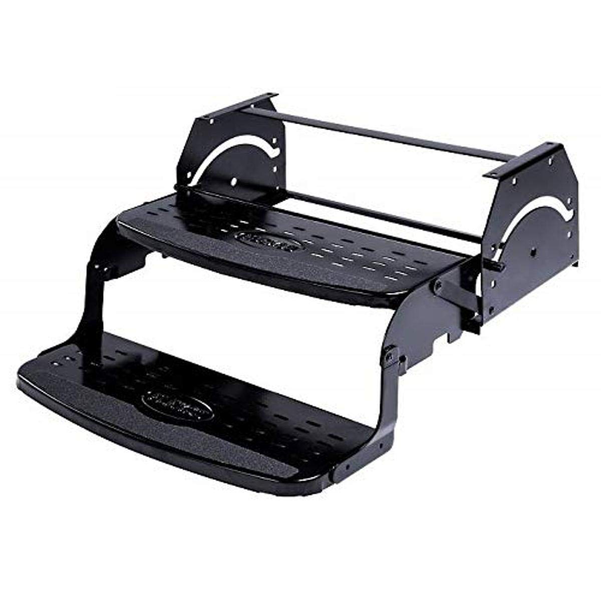 Stromberg Carlson RV Step Manual SMFP-2100 – Foldable Camper Stairs for Trailer, Portable Double Pull Out Platform for RV, Rust Resistant Construction, Exterior Camper Step, 24" Wide Non-Skid Design