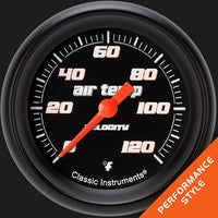 Velocity Black Classic Instruments VS399BBPF 2 5/8" Outside Air Temperature Gauge Full Sweep