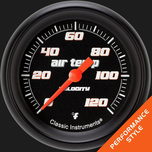 Velocity Black Classic Instruments VS399BBPF 2 5/8" Outside Air Temperature Gauge Full Sweep