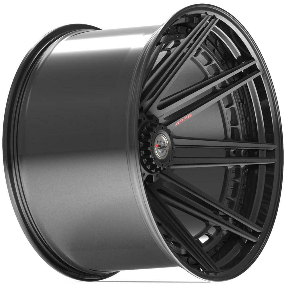 4PLAY Wheels 4PF8-24140-8650-76B1-B Gloss Black Barrel and Matte Black Center Wheel with Painted (24 x 14. inches /8 x 165 mm, -76 mm Offset)