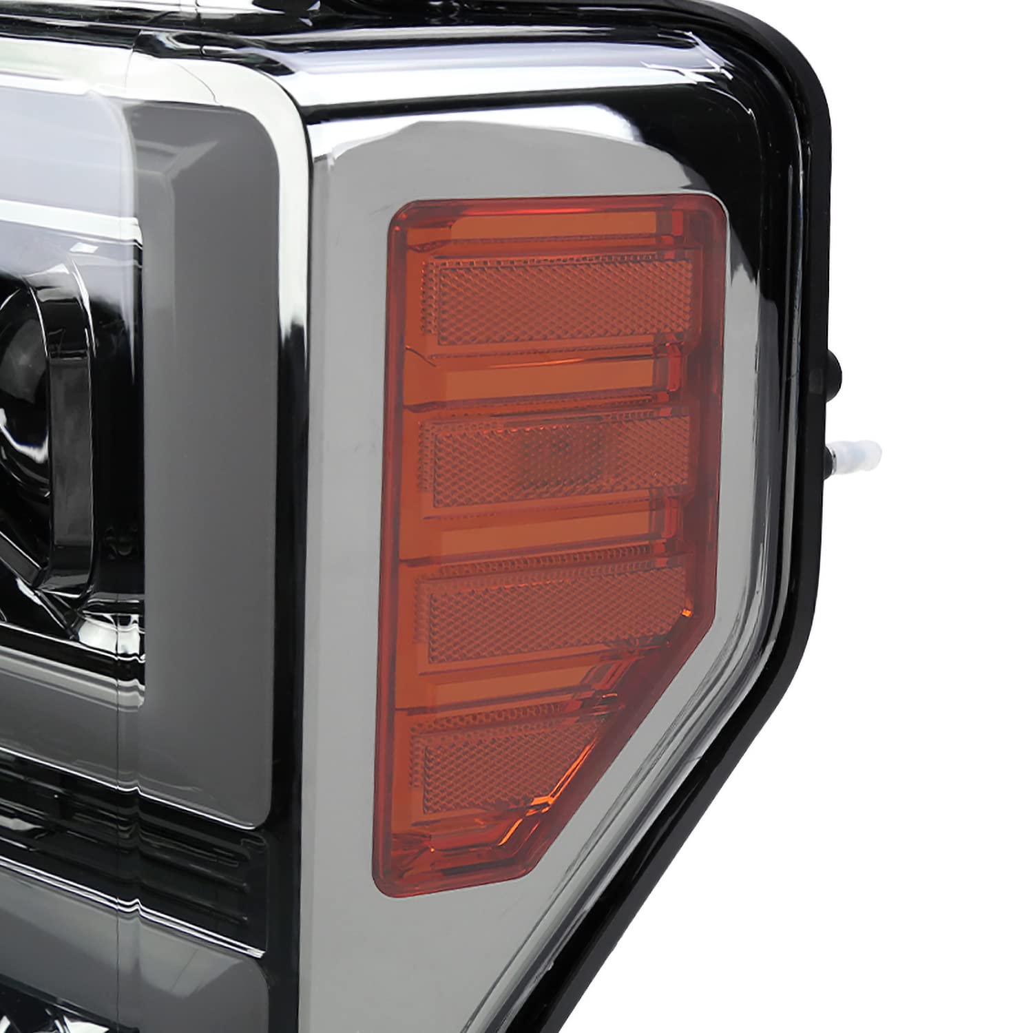 Spec-D Tuning Projector Smoke Headlights w/LED Sequential Turn Signal Switchback Compatible with 2017-2019 Ford F-250, F-350, F-450, F-550 Super Duty, Left + Right Pair Headlamps Assembly