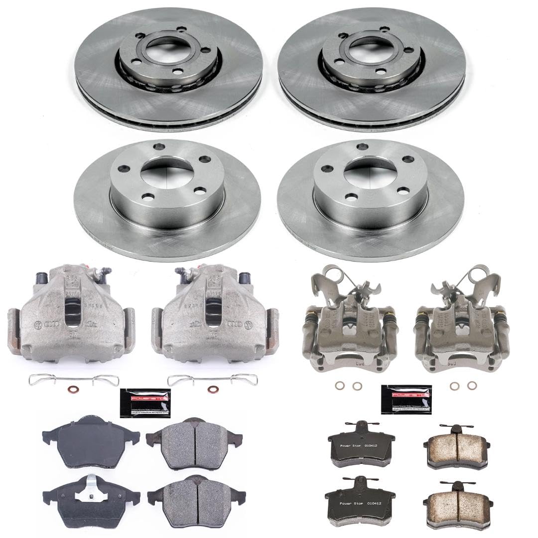 Power Stop Autospecialty KCOE2799 Replacement Front and Rear Caliper Kit- OE Brake Rotor, Brake Pads & Calipers For Audi A4 Quattro 1996-1998 [Model Specific]