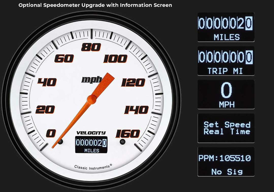 Classic Instruments 1947-1953 Chevy Truck CT47VSW52 Velocity White - Speedometer & Quad Gauge - GM