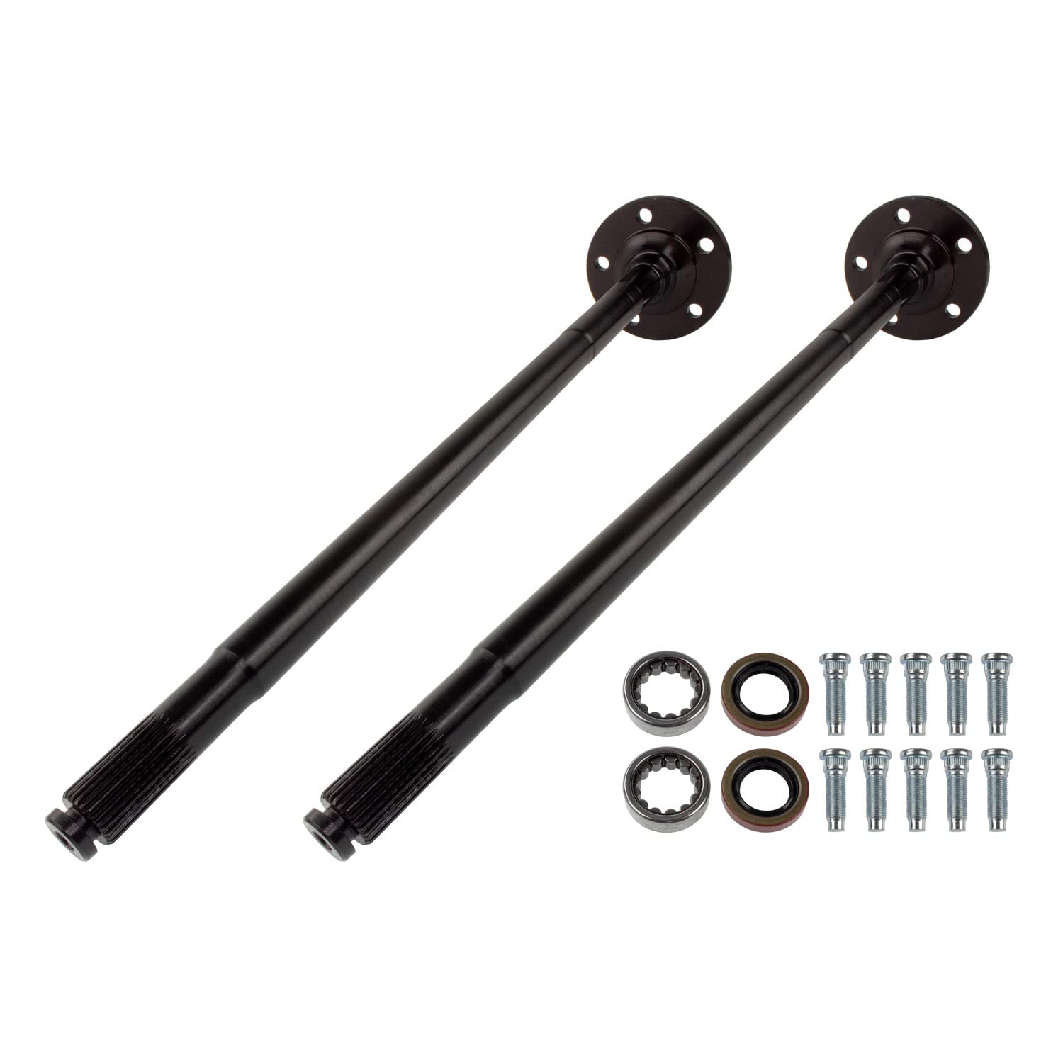 Drive Axle Shaft Assembly TEN Factory MG22138 for Dana 35 Standard, Spline Count: 27, 5x4.5 Bolt Pattern - Includes Left & Right Axles, Bearings, Seals & Studs - Fits Jeep Cherokee/Comanche