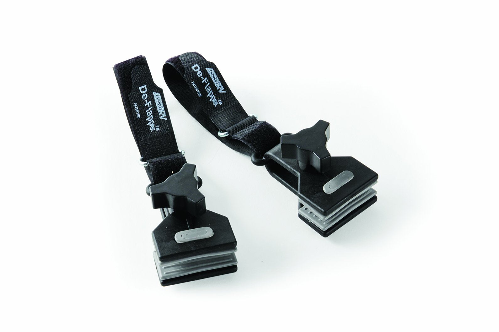 RV Awning De-Flapper Camco | Features a 2-Inch Wide Clamp with Soft Grippers, a Durable Nylon Design, and a 13-Inch Strap Length | 2-Pack (42061)
