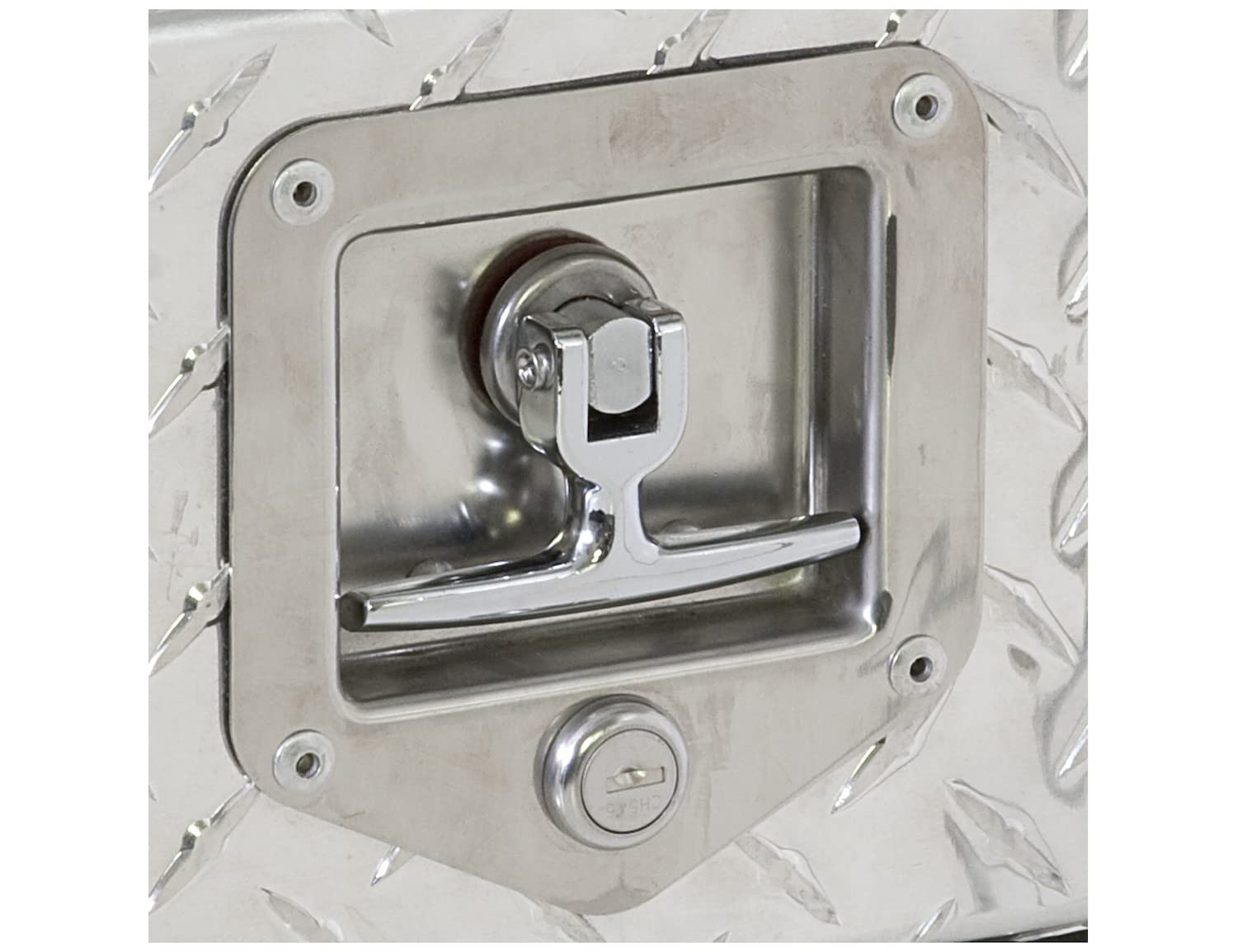 Buyers Products T-Handle L8815 Locking Single Point Latch With Gasket, With 2 Keys, Polished Stainless Steel, For Truck Bed Tool Boxes, Trailer Doors, RVs, Campers, Truck Cap Latch