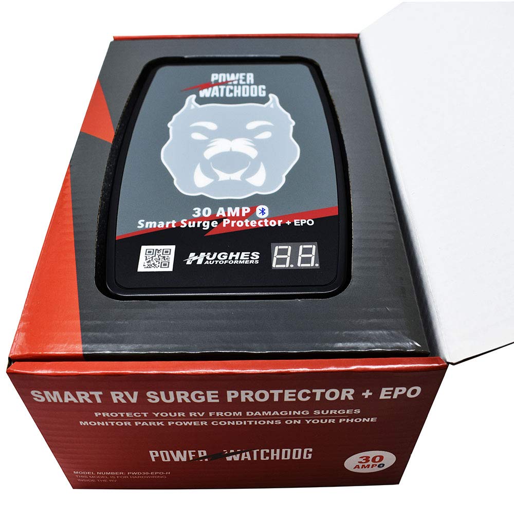 30 Amp Power Watchdog PWD30EPOH Smart RV Hardwired Surge Protector - Emergency Power Off (EPO) – Bluetooth Monitoring - Replaceable Surge Module - Durable for RV Campsite Use - Installation Required