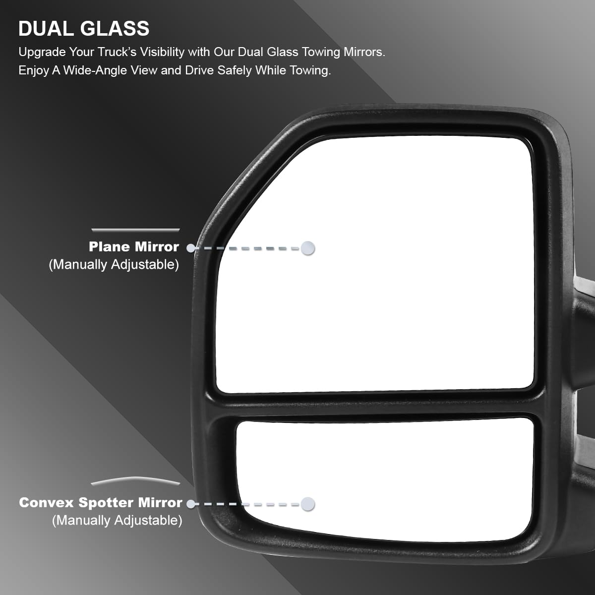 Spec-D Tuning Manual Extendable Black Tow Towing Mirrors Compatible with 2015-2020 Ford F150 Left + Right Pair