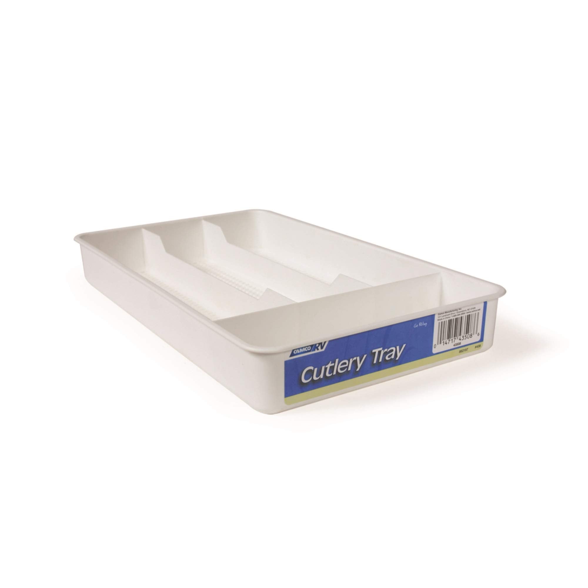 Camco Cutlery Tray, Silverware Tray, RV Drawer Organizer, Silver, Minimalist Style