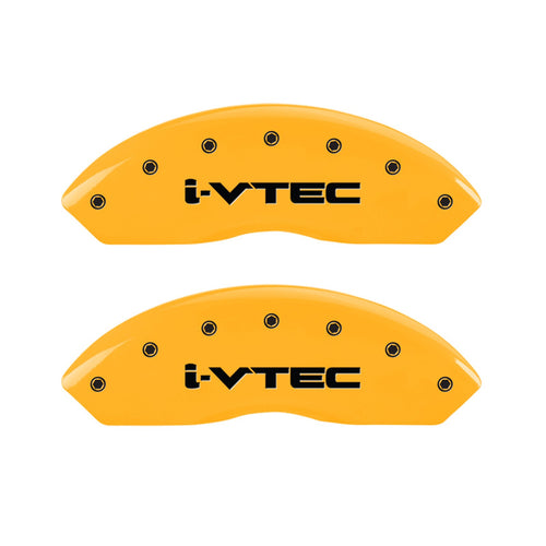 Caliper Covers MGP 39018SIVTYL Yellow (Set of 4, Engraved Front and Rear: i-Vtec, Yellow powder coat finish, black characters)